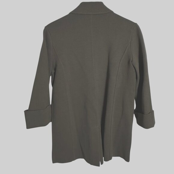 White + Warren Superfine Organic Cotton Oversized Blazer Dark Sage Size XS - Picture 3 of 6